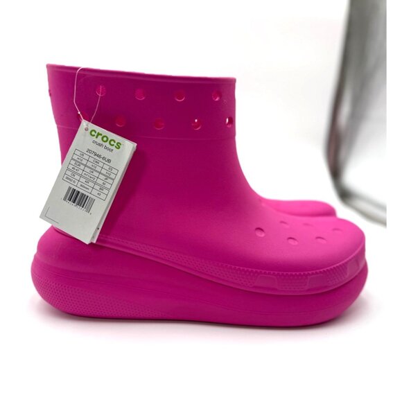 Crocs Size 12M Pink Rain Boot Lightweight Waterproof Footwear Iconic Comfort Des - Picture 3 of 11